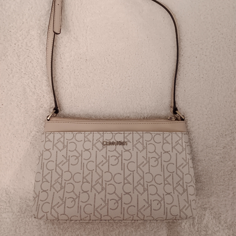 Calvin Klein Logo Pink and White Crossbody Bag